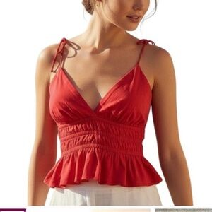 Sim&Sam red cotton poplin bustier Top stretch